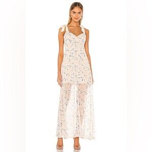 BCBG Tie-Shoulder Maxi Dress in Cream